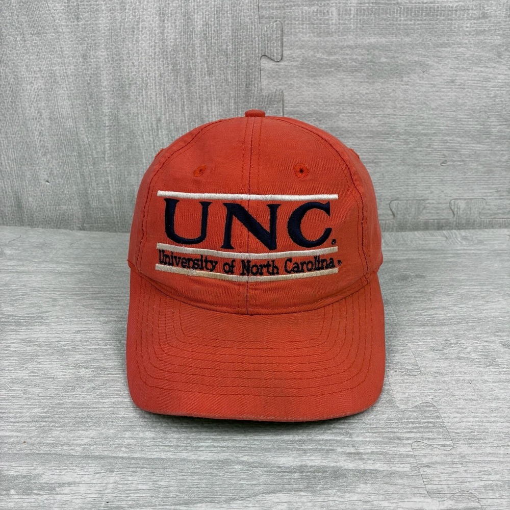 Vintage UNC Tar Heels Hat Cap Snapback Orange North‎ Carolina Split Bar The Game